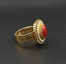 Cargar imagen en el visor de la galería, Anello Corallo in oro 18k Diamanti F color e smalti a fuoco