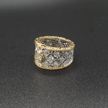 將圖片載入圖庫檢視器 Anello Fascia cesellata con Solitario e diamanti di contorno