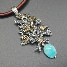 將圖片載入圖庫檢視器 Ciondolo Amazzonite in argento e bronzo
