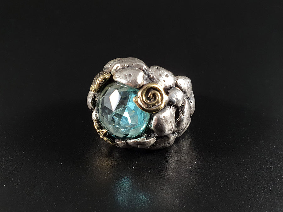 Anello Punta Regolabile In Argento 925 Con Conchiglia A Stella Marina - Gioiello A Tema Mare E Pesce