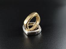將圖片載入圖庫檢視器 DOPPIO ANELLO ARGENTO E BRONZO BULLONE QUADRATO
