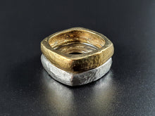 將圖片載入圖庫檢視器 DOPPIO ANELLO ARGENTO E BRONZO BULLONE QUADRATO
