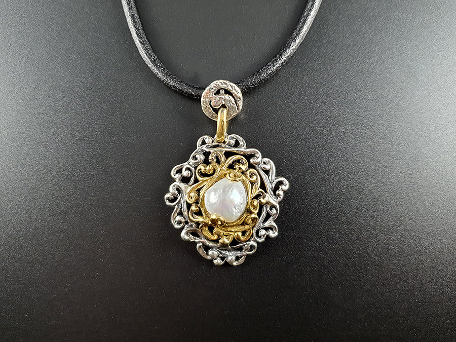 COLLANA IN ARGENTO BAROCCA CON PERLA